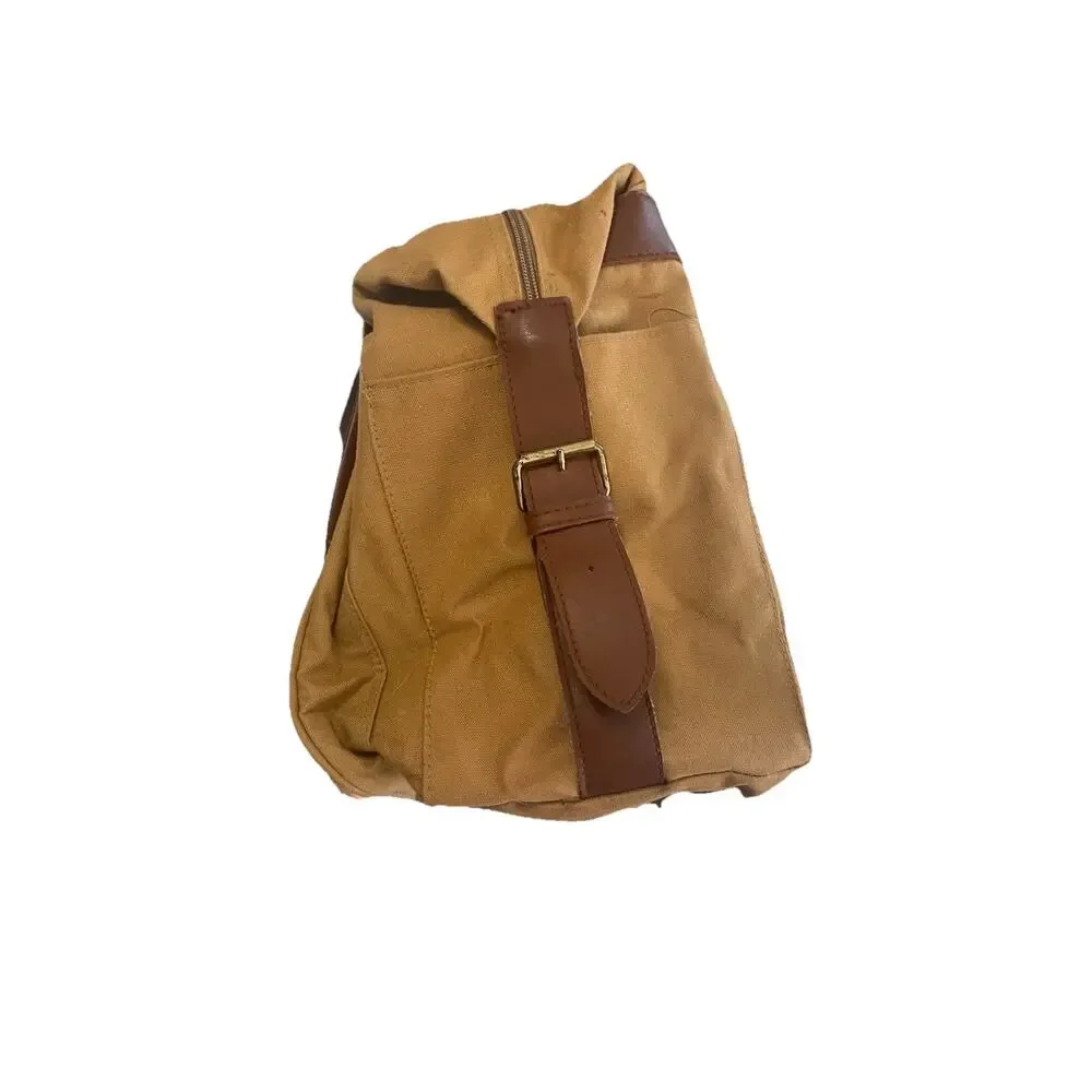 Vintage Polo Ralph Lauren Safari Traveler Canvas & Leather Messenger Bag Khaki *